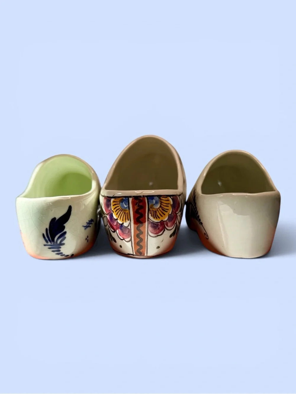 VTG Delft Blue Holland Ceramic Clogs Bell Vase Hand Painted Dutch Collectibles